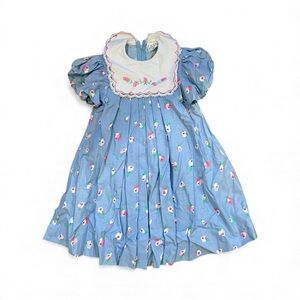 Girls Blue & Pink Floral Dress